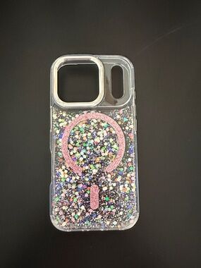 iPhone 17 pro Clear Glitter Phone Case with MagSafe